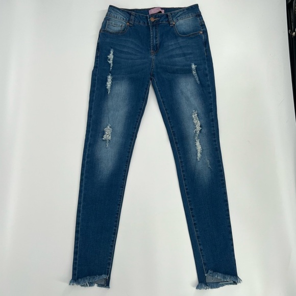 K'smore Rough Hem Distressed Skinny Jeans Size 7 Women’s - Picture 1 of 5